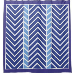 Chevron-Muster Blau Duschvorhang