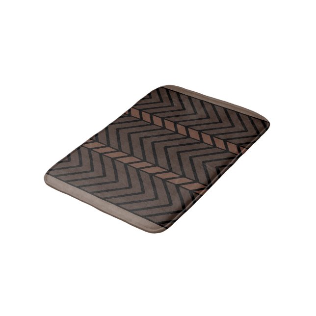 Chevron-Muster Braun Badematte (Schrägansicht)