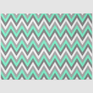Chevron-Muster Grau Weiß Mint Decoupage Seidenpapier