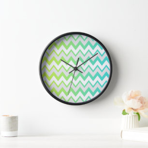 Chevron-Muster grün Türkis aqua Ombre elegant Uhr