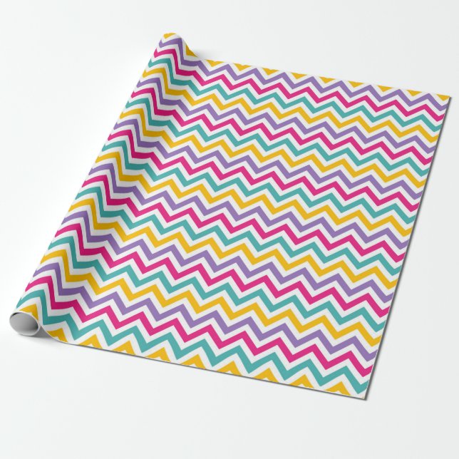  Chevron Pattern with Teal and Purple Stripe Geschenkpapier (Ungerollt)