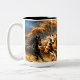 Chevron-Pferde laufen durch den Adlernebel Zweifarbige Tasse