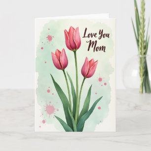Chevron Rosa Tulpen Liebeskarte Karte