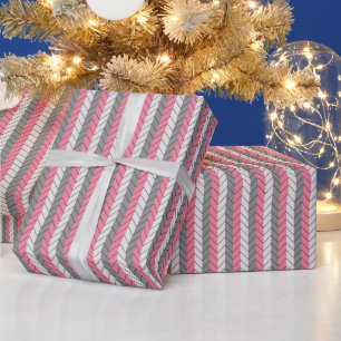 Chevron-Schwarz-Grau-Pink-Chevron-Streifen Geschenkpapier