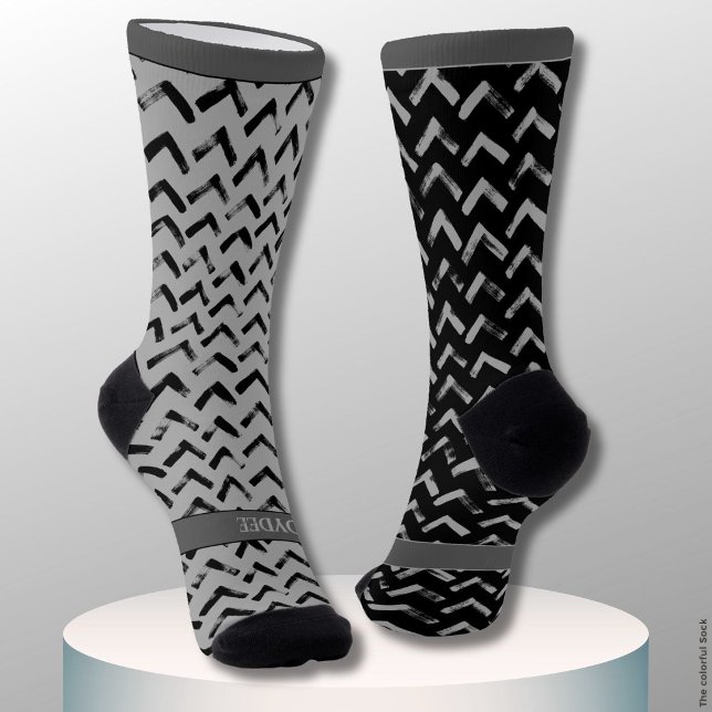 Chevron Schwarz und Grau Name auf nicht passend Socken (Von Creator hochgeladen)