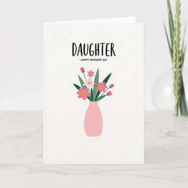 Chevron Tochter Blumen Mütter Karte (Vorderseite)