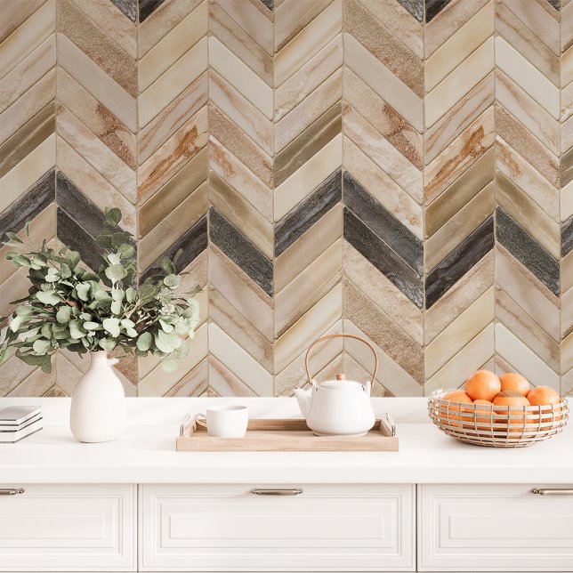 Chevron- und Fischgrätenmuster in neutralen Tönen Tapete (Von Creator hochgeladen)