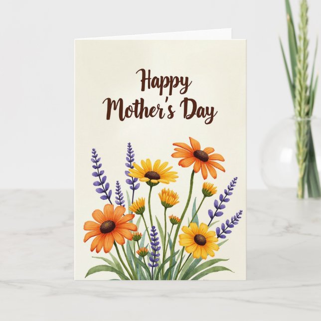 Chevron Watercolor Bouquet Karte (Vorderseite)