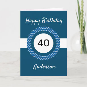 Chevron Weiß und Blau 40. Geburtstag Karte