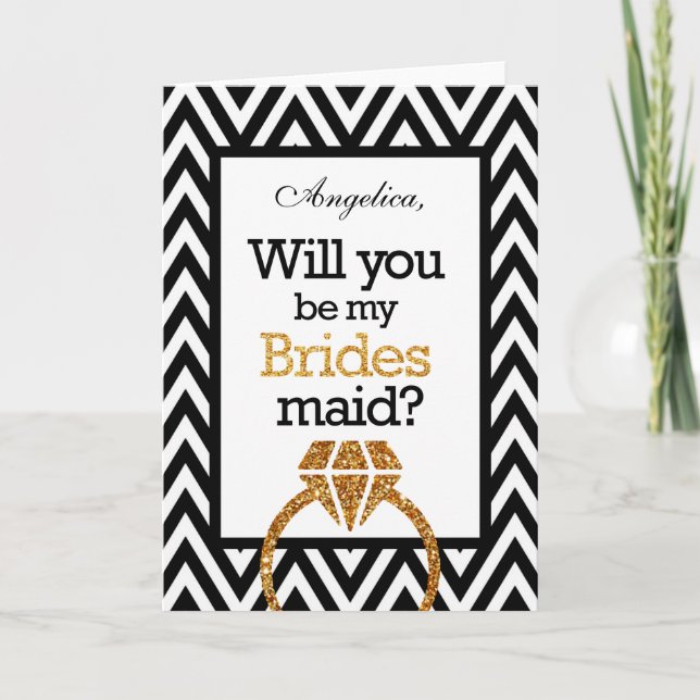 Chevron Will You Be My Bridesmaid Einladung (Vorderseite)