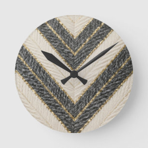 Chevron-Zickzack-Glamour-Muster Runde Wanduhr