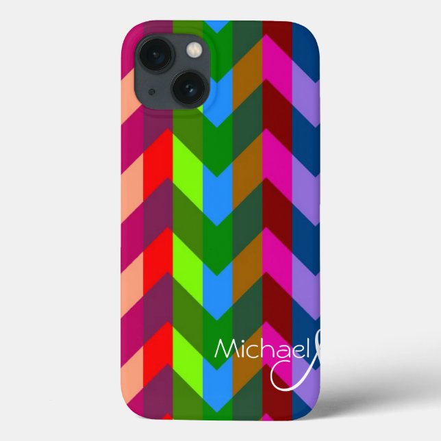 Chevron Zigzag Benutzerdefiniertes Monogramm 3 Case-Mate iPhone Hülle (Rückseite)