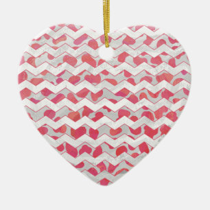 ChevronDalmatian Rosa und Weiß Keramikornament