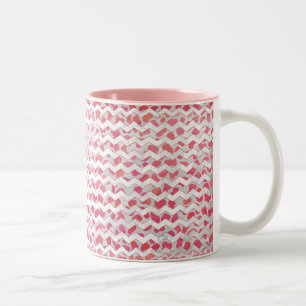 ChevronDalmatian Rosa und Weiß Zweifarbige Tasse