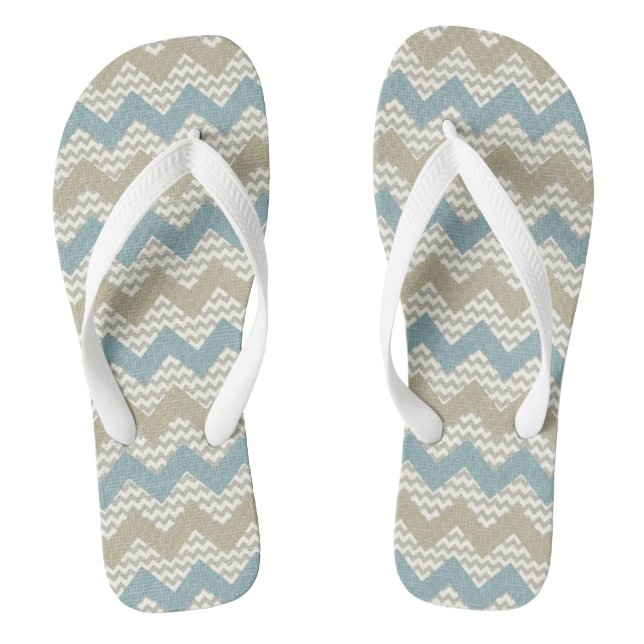 Chevronmuster auf Leinenstruktur Flip Flops (Fußbett)