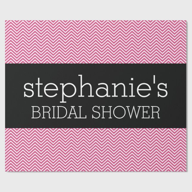 Chevrons aus Pink und Schwarz-Brautparty Geschenkpapier (Flach)