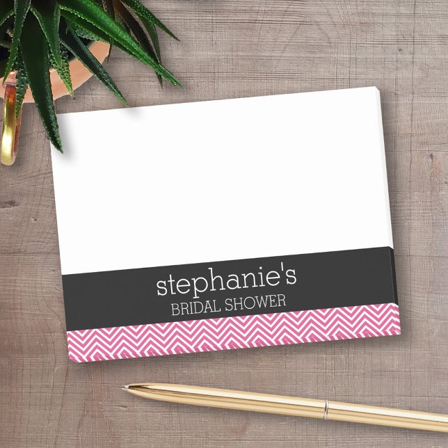 Chevrons aus Pink und Schwarz-Brautparty Post-it Klebezettel (Personalized Post-It Notes - add you name or other text)