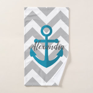 Chevrons und Anchor Badhandtuch Set