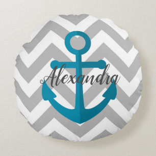 Chevrons und Anchor Rundes Kissen