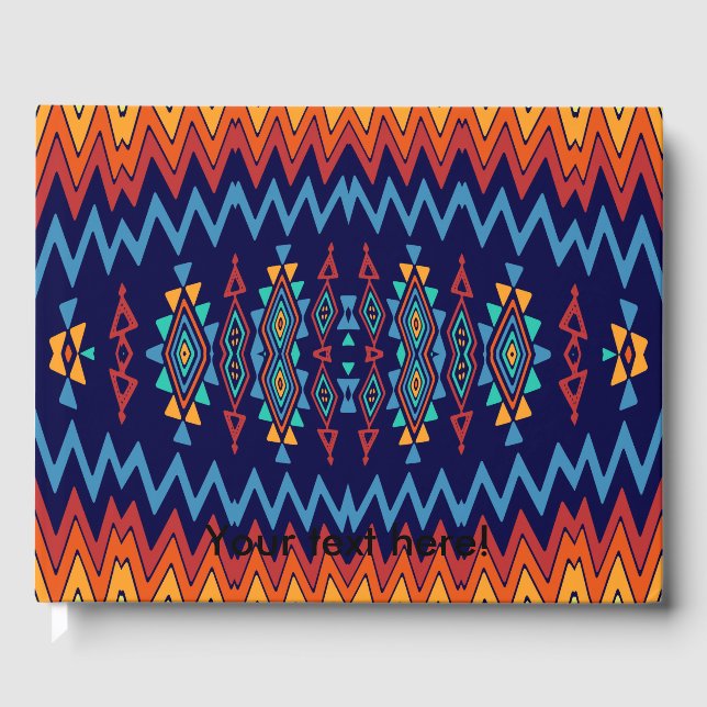 Chevrons und rhombus abstraktes Design Gästebuch (Vorderseite)