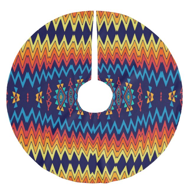 Chevrons und rhombus abstraktes Design Polyester Weihnachtsbaumdecke (Vorderseite)