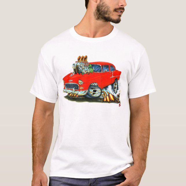 Chevy 150-210 rotes Auto 1955 T-Shirt (Vorderseite)