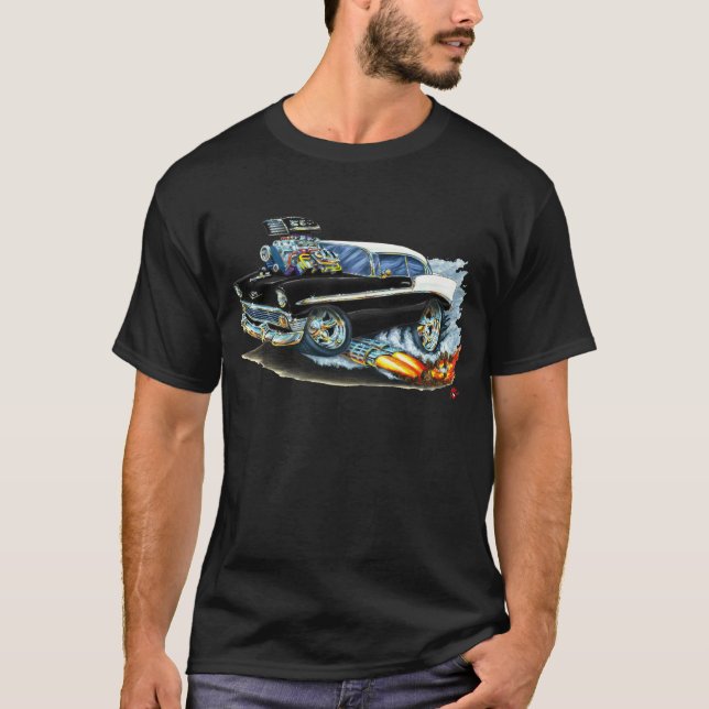 Chevy 150-210 schwarzes Auto 1956 T-Shirt (Vorderseite)