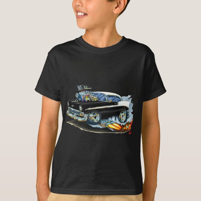Chevy 150-210 schwarzes Auto 1956 T-Shirt (Vorderseite)