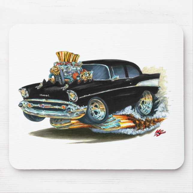 Chevy 150-210 schwarzes Auto 1957 Mousepad (Vorne)