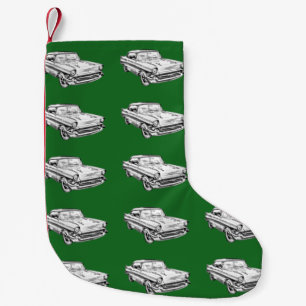 Chevy Bel Air-klassische Auto-Illustration 1957 Kleiner Weihnachtsstrumpf