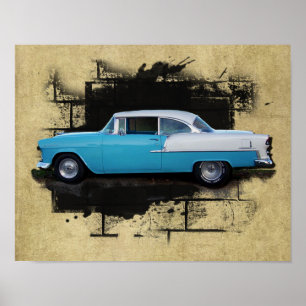 Chevy Bel Luft klassischer Auto Druck 1955 Poster