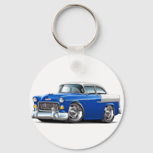 Chevy Belair Blau-Weißes Auto 1955 Schlüsselanhänger