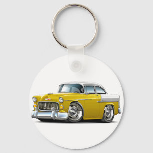 Chevy Belair Gelb-Weißes Auto 1955 Schlüsselanhänger