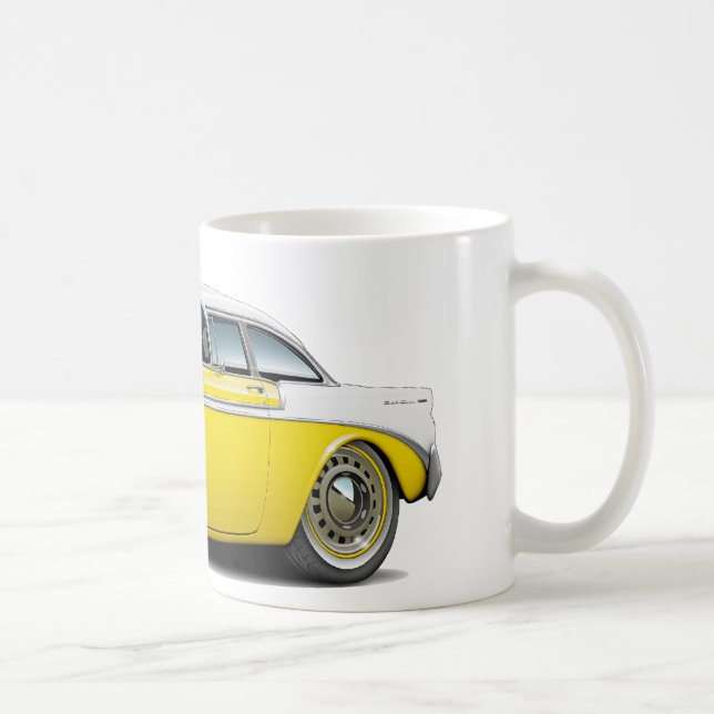 Chevy Belair Gelb-Weißes Auto 1956 Kaffeetasse (Rechts)