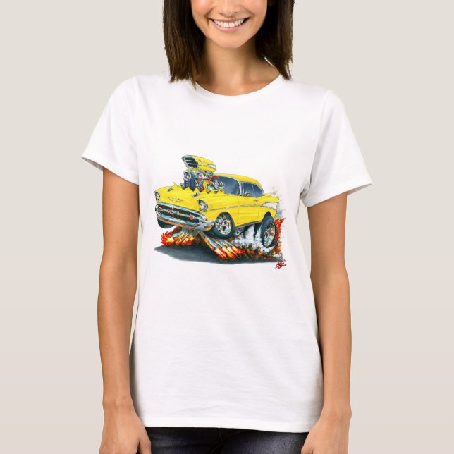 Chevy Belair gelbes Auto 1957 T-Shirt (Vorderseite)