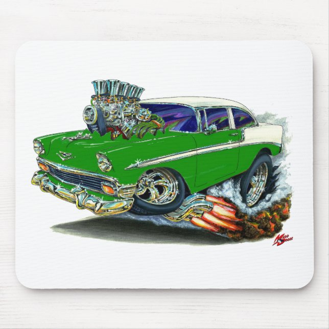 Chevy Belair grünes Auto 1956 Mousepad (Vorne)