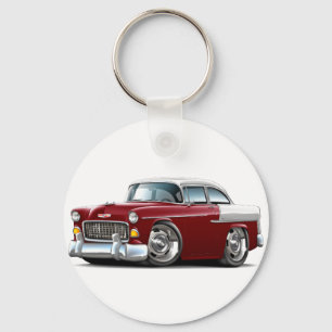 Chevy Belair Kastanienbraun-Weißes Auto 1955 Schlüsselanhänger