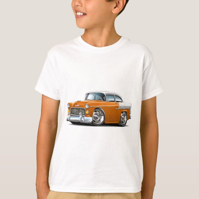Chevy Belair Orange-Weißes Auto 1955 T-Shirt (Vorderseite)