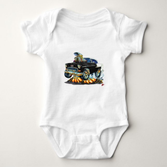 Chevy Belair schwarzes Auto 1955 Baby Strampler (Vorderseite)