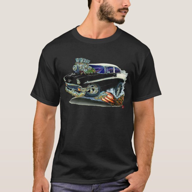 Chevy Belair schwarzes Auto 1956 T-Shirt (Vorderseite)