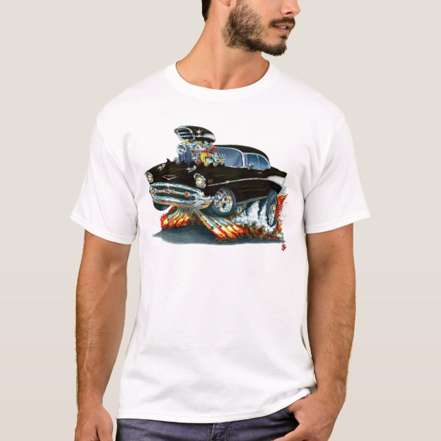 Chevy Belair schwarzes Auto 1957 T-Shirt (Vorderseite)