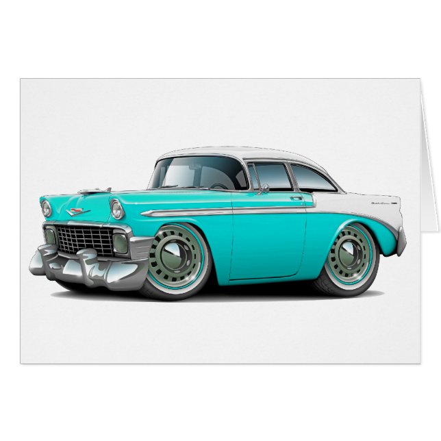 Chevy Belair Türkis-Weißes Auto 1956 (Vorderseite (Horizontal))