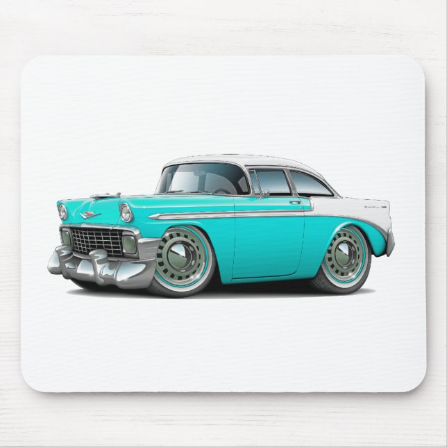 Chevy Belair Türkis-Weißes Auto 1956 Mousepad (Vorne)