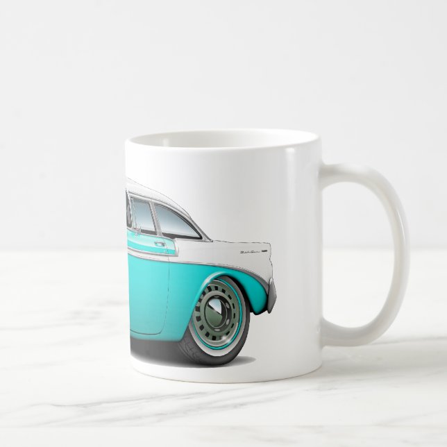 Chevy Belair Türkis-Weißes Auto 1956 Tasse (Rechts)