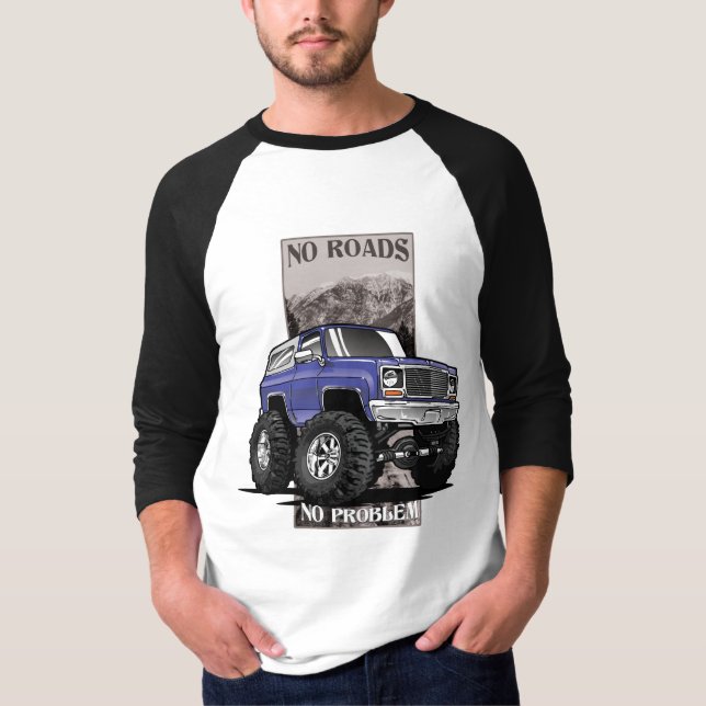 Chevy Blazer 'No Roads' Design der 80er Jahre T-Shirt (Vorderseite)