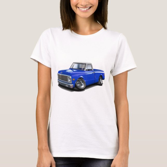 Chevy C10 Blau-Weißer Spitzen-LKW 1970-72 T-Shirt (Vorderseite)