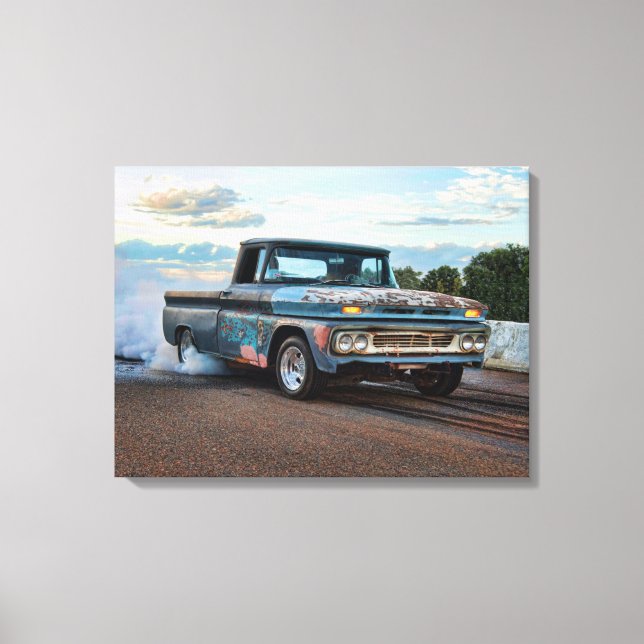 Chevy C10 Lieferwagen Burnout Leinwanddruck (Vorderseite)
