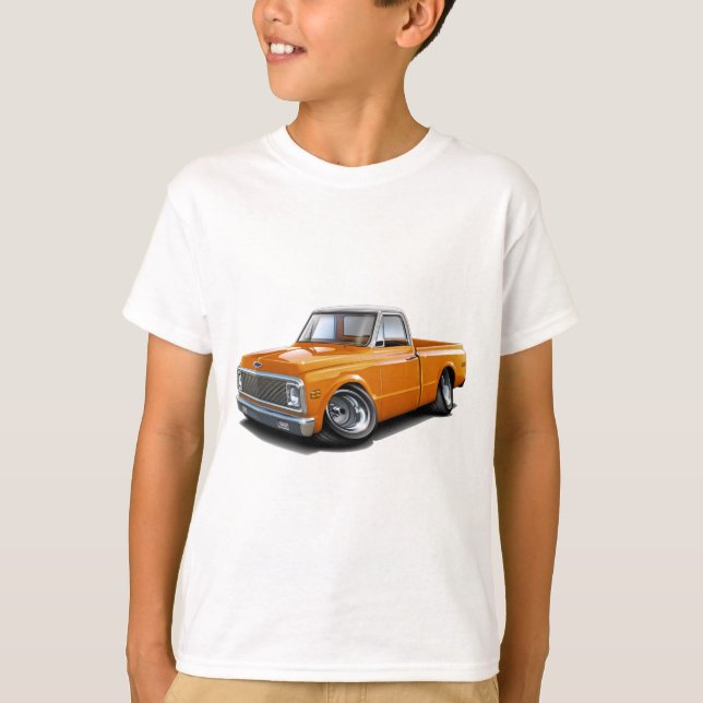Chevy C10 Orange-Weißer Spitzen-LKW 1970-72 T-Shirt (Vorderseite)