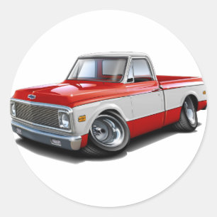 Chevy C10 Rot-Weißer LKW 1970-72 Runder Aufkleber