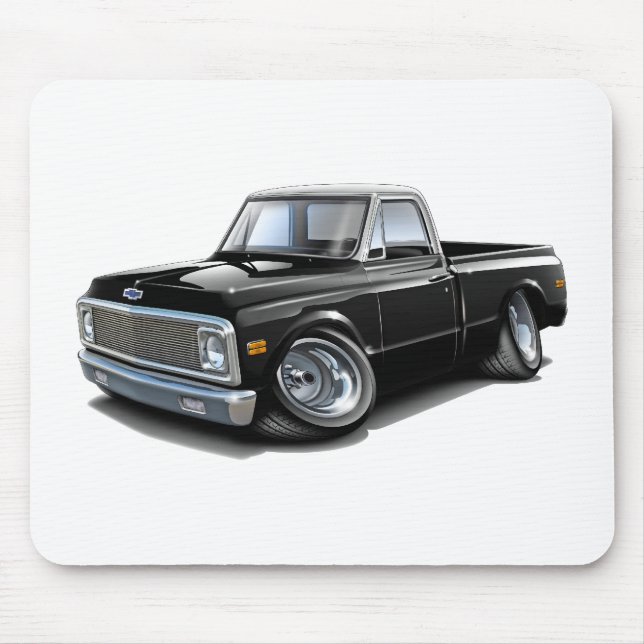 Chevy C10 Schwarz-weißer Spitzen-LKW 1970-72 Mousepad (Vorne)